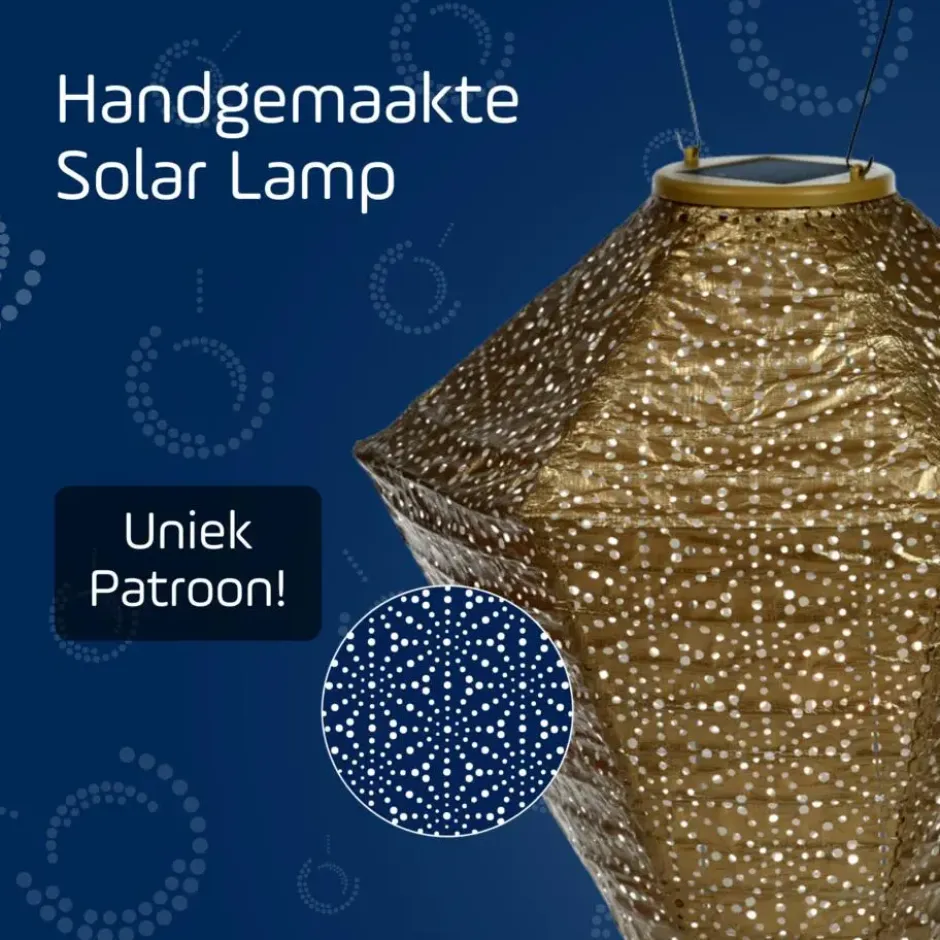 Lumiz Solar Buitenlampion - Sashiko Diamond - 28 cm - Goud