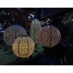 Lumiz Solar Buitenlampion - Sashiko Rond - 20 cm - Koper