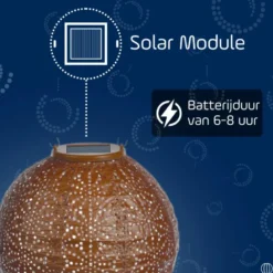 Lumiz Solar Buitenlampion - Sashiko Rond - 20 cm - Koper