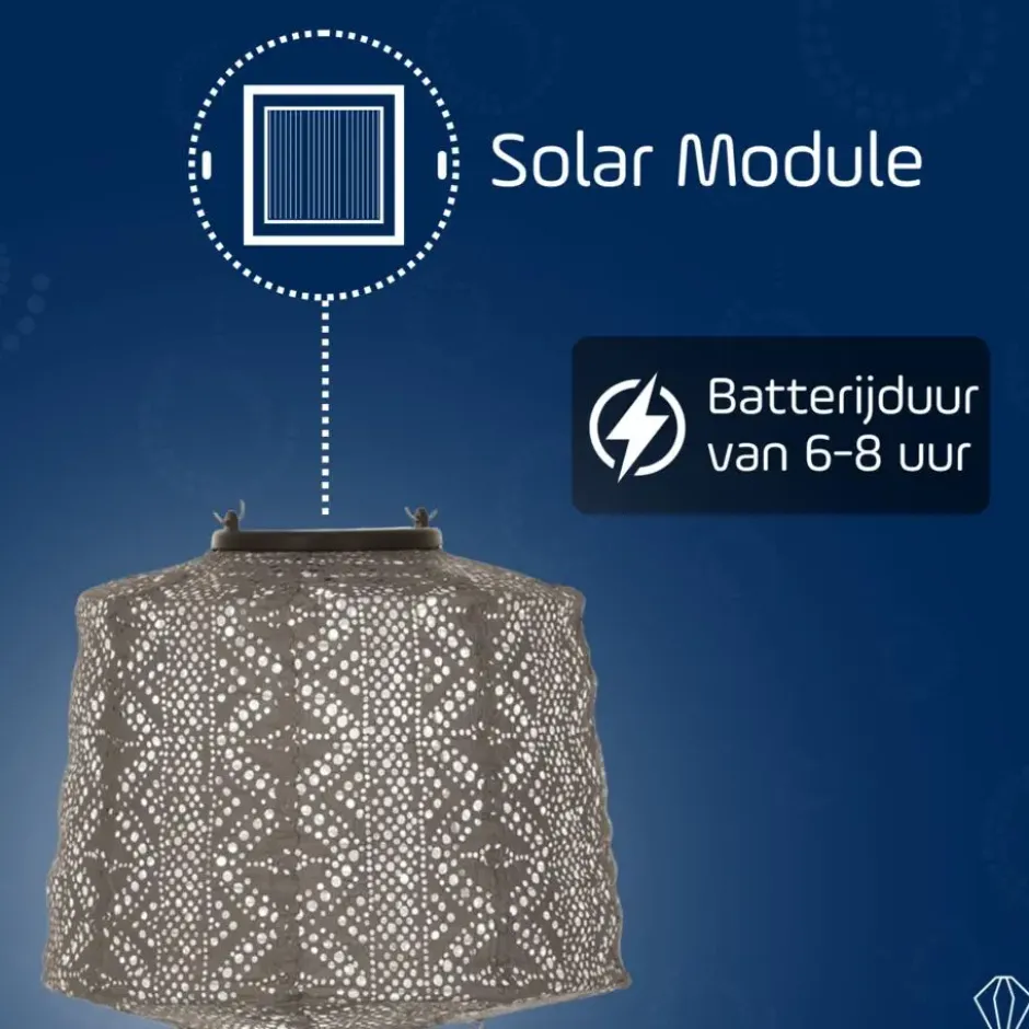 LUMIZ Solar Lampion Lace Lamp - 20 cm - Taupe