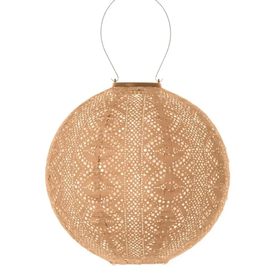 LUMIZ Solar Lampion Lace Rond - 30 cm - Abrikoos