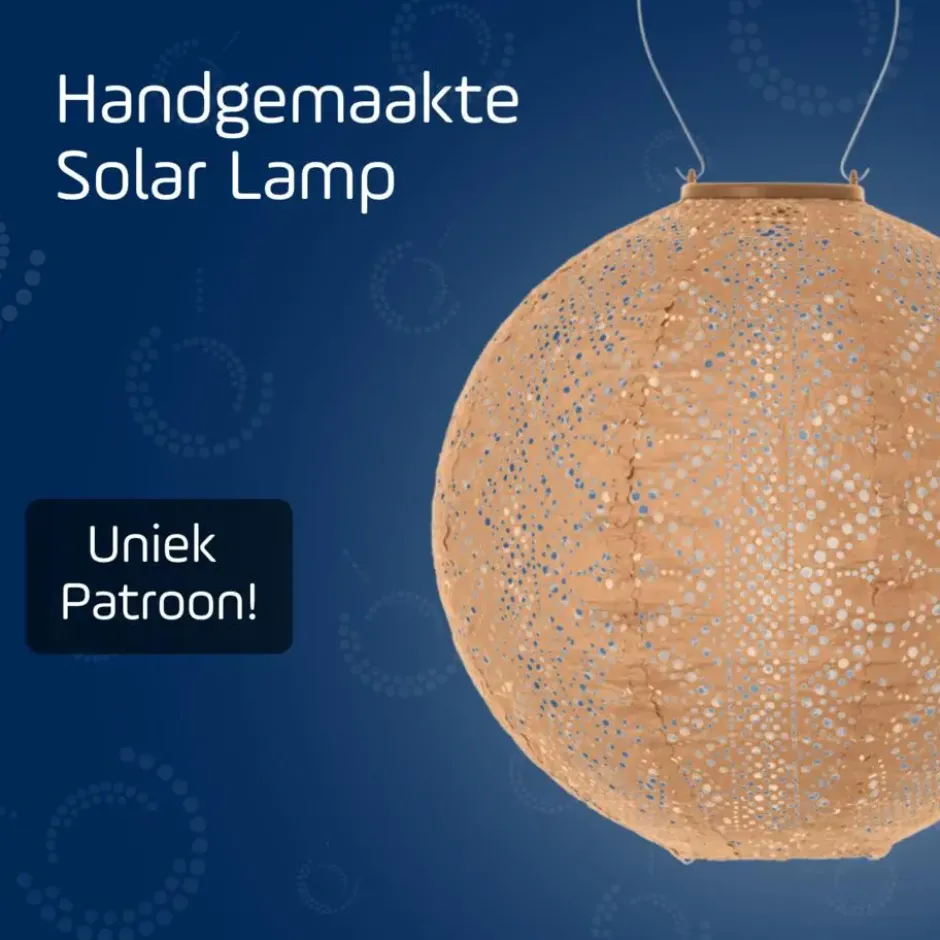 LUMIZ Solar Lampion Lace Rond - 30 cm - Abrikoos