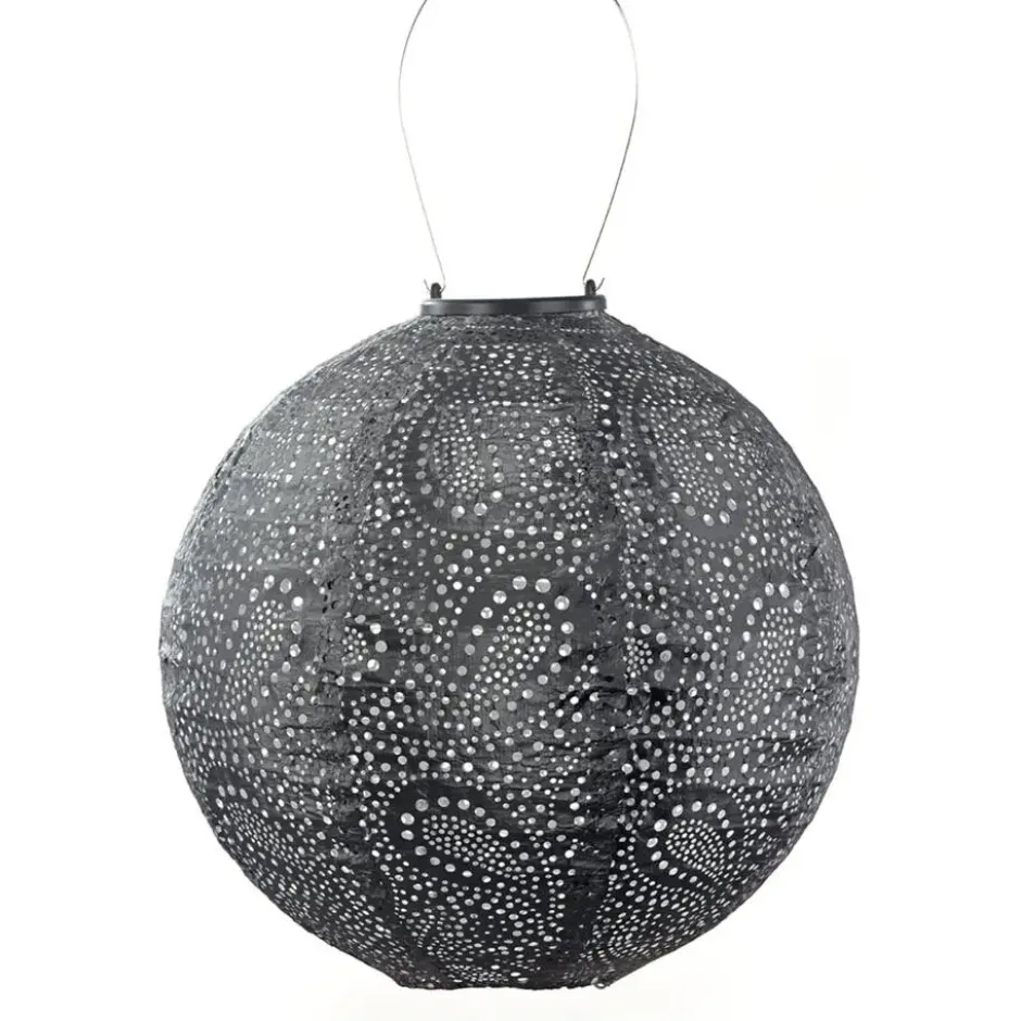LUMIZ Solar Lampion Paisley Rond - 30 cm - Donker Grijs