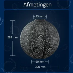 LUMIZ Solar Lampion Paisley Rond - 30 cm - Donker Grijs
