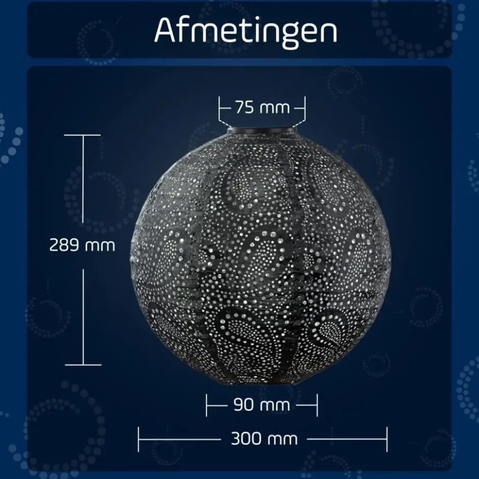 LUMIZ Solar Lampion Paisley Rond - 30 cm - Donker Grijs