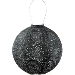 LUMIZ Solar Lampion Paisley Rond - 30 cm - Donker Grijs