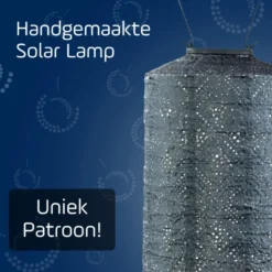 LUMIZ Solar Lampion Topaze Cylinder - 18 cm - Grijs Blauw