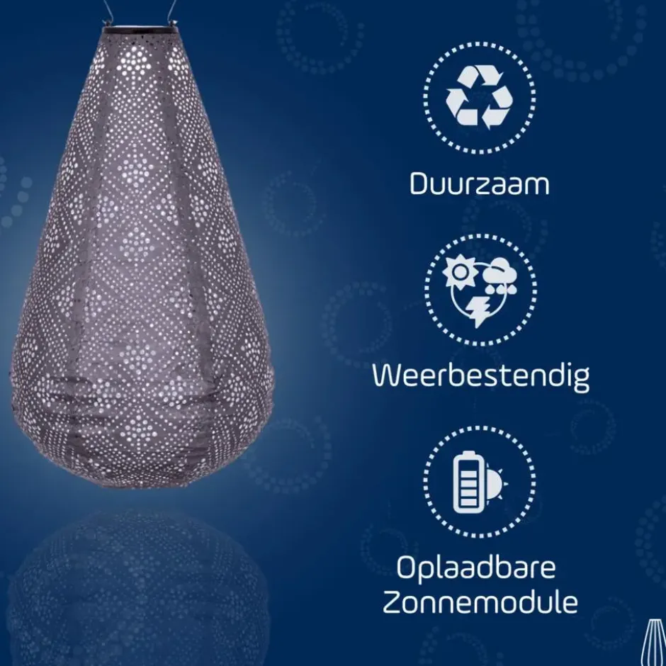 LUMIZ Solar Lampion Topaze Drop - 28 cm - Lichtpaars