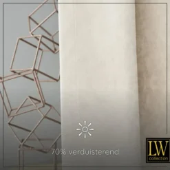 LW Collection Gordijnen Beige 270x290cm Velvet Kant en klaar 1 stuk