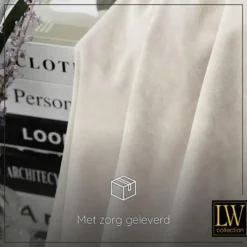 LW Collection Gordijnen Beige 270x290cm Velvet Kant en klaar 1 stuk