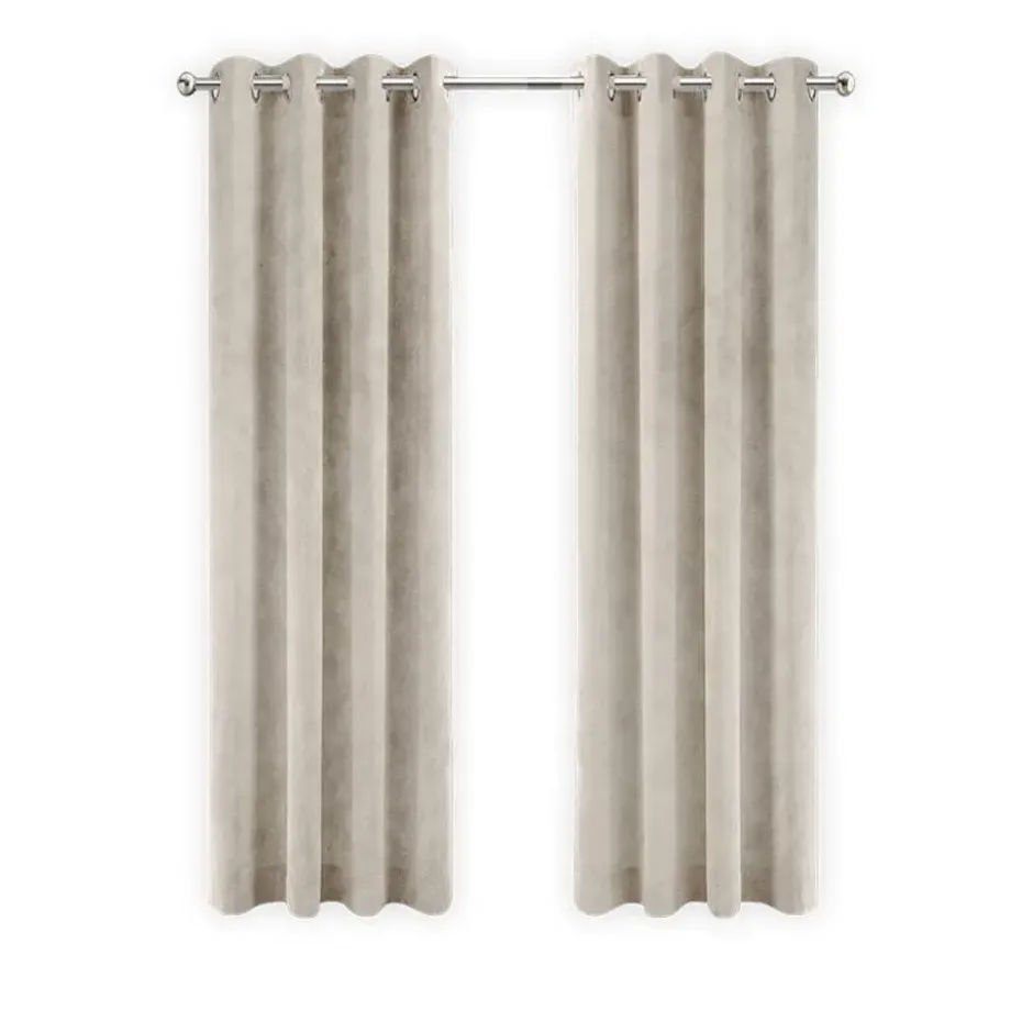 LW Collection Gordijnen Beige 245x290cm Velvet Kant en klaar 1 stuk