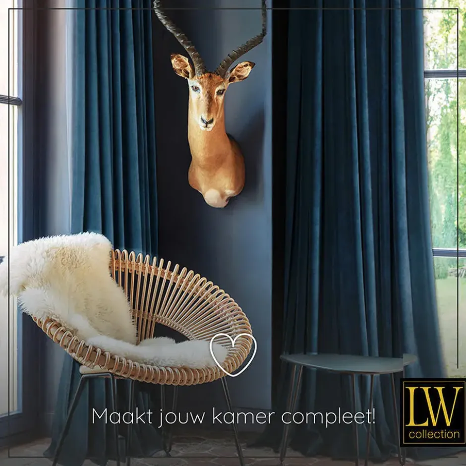 LW Collection Gordijnen Donkerblauw 270x290cm Velvet Kant en klaar 1 stuk