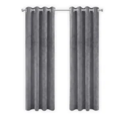 LW Collection Gordijnen Grijs 270x290cm Velvet Kant en klaar 1 stuk
