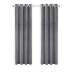 LW Collection Gordijnen Grijs 270x140cm Velvet Kant en klaar 1 stuk