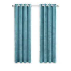 LW Collection Gordijnen Turquoise 245x290cm Velvet Kant en klaar 1 stuk