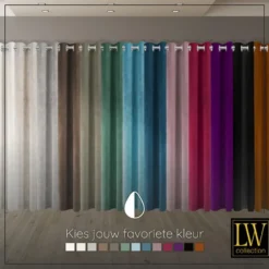 LW Collection Gordijnen Zwart 245x290cm Velvet Kant en klaar 1 stuk