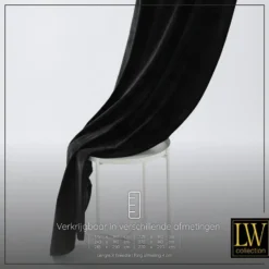 LW Collection Gordijnen Zwart 270x290cm Velvet Kant en klaar 1 stuk