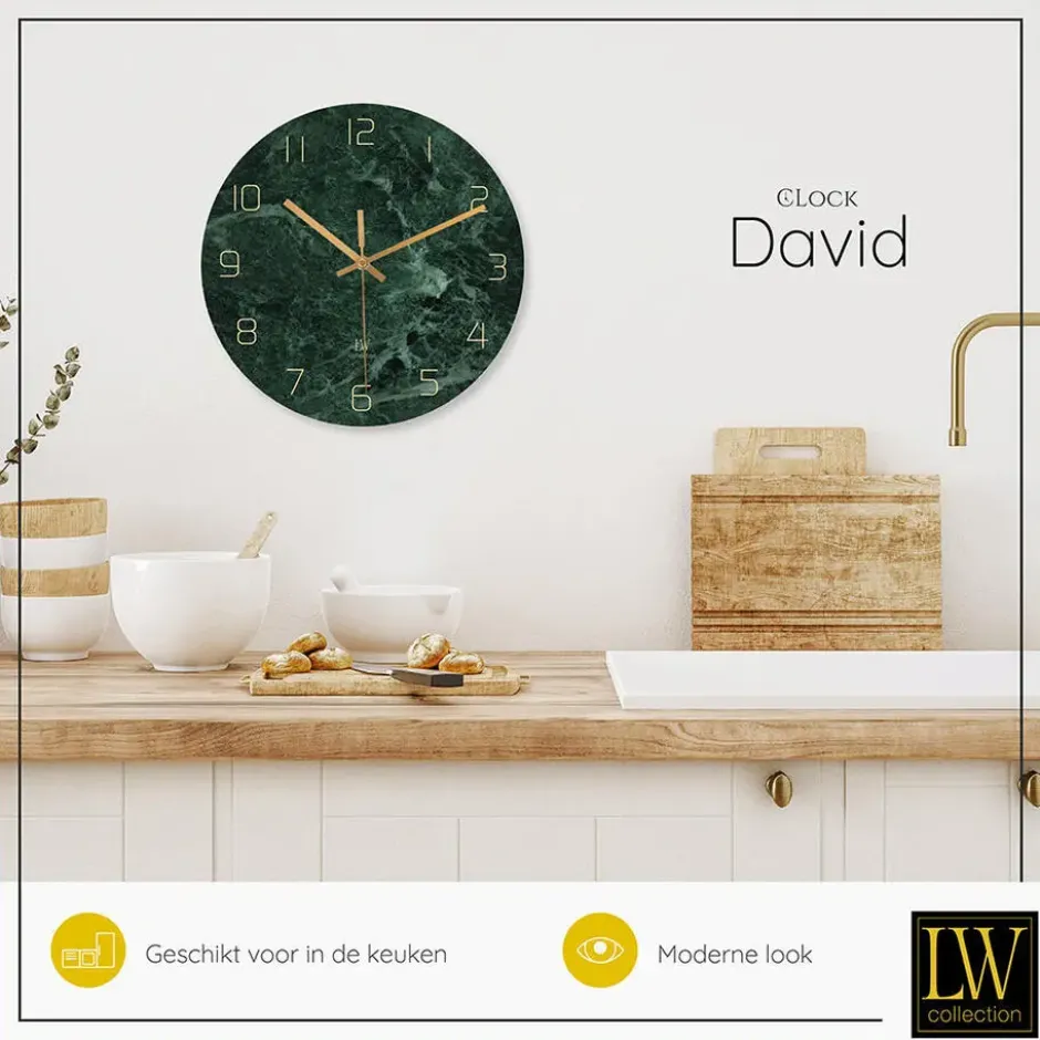 LW Collection Keukenklok David marmer 30cm