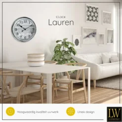 LW Collection Keukenklok Lauren grijs 30cm