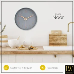 LW Collection Keukenklok Noor Grijs 30cm