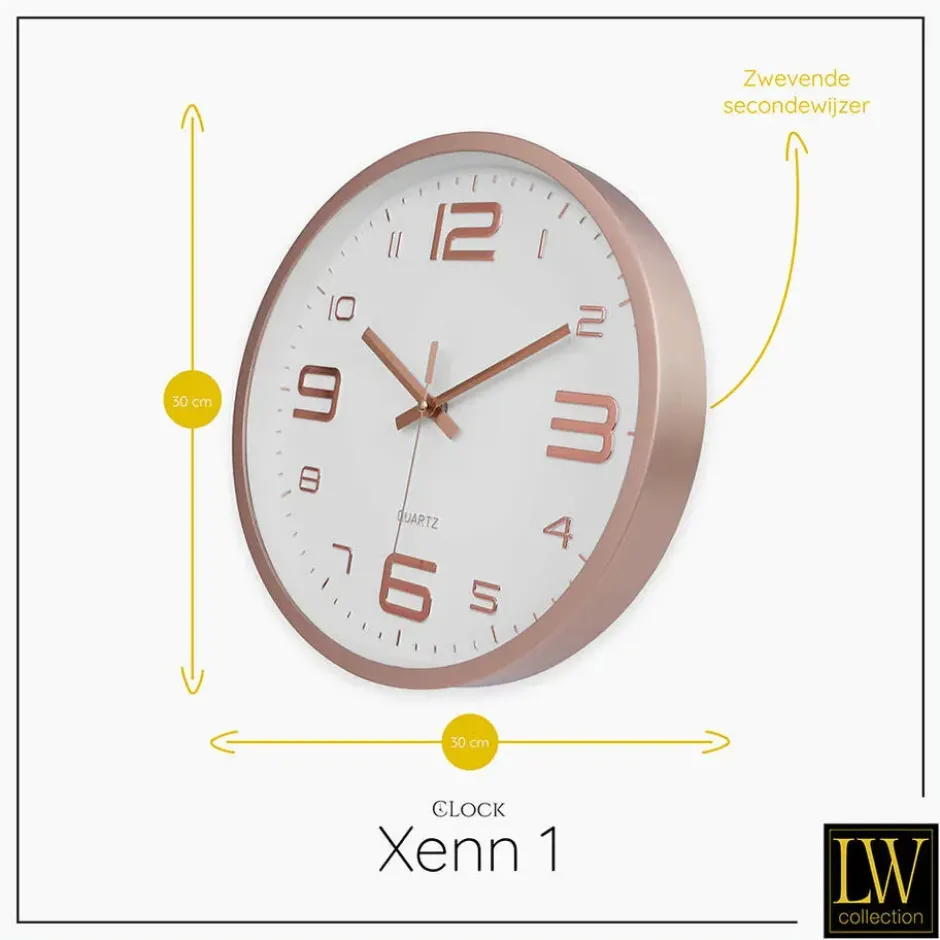 LW Collection Keukenklok Xenn1 rosé wit 30cm