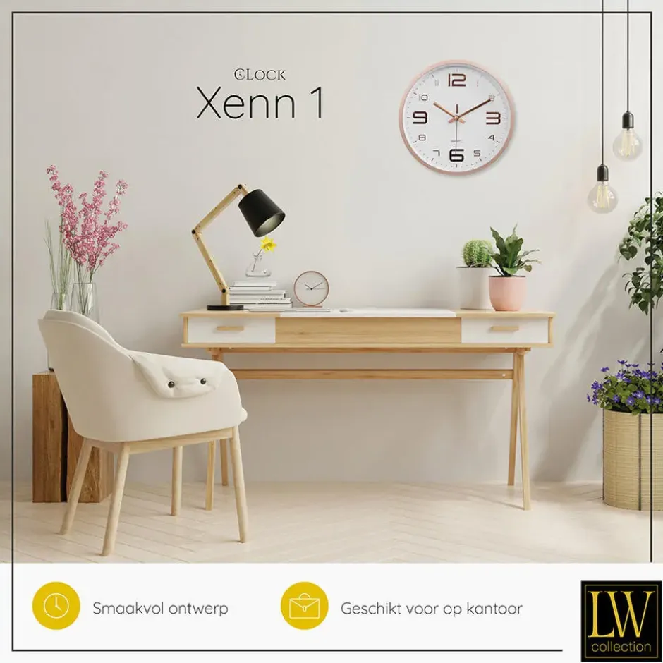 LW Collection Keukenklok Xenn1 rosé wit 30cm