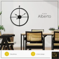 LW Collection Wandklok Alberto zwart 62cm