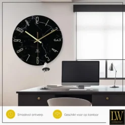 LW Collection Wandklok Cooper zwart 60cm