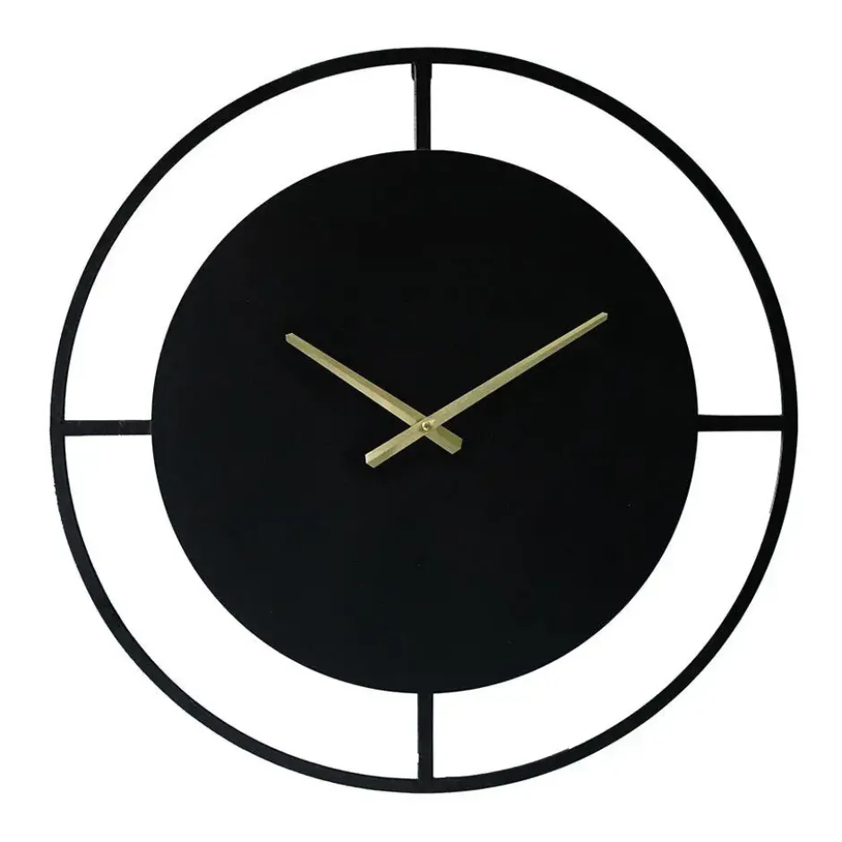 LW Collection Wandklok Danial zwart goud 60cm