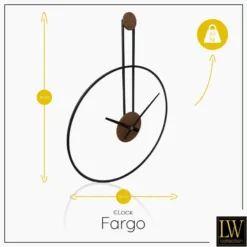 LW Collection Wandklok Fargo zwart 55cm