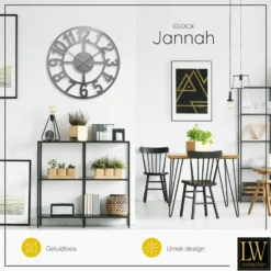 LW Collection Wandklok Jannah zilver 60cm