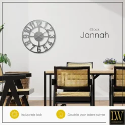 LW Collection Wandklok Jannah zilver 60cm