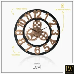 LW Collection Wandklok Levi brons cijfers 60cm