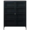 LykkeHome vitrinekast Kaya zwart metaal 110x40x140cm