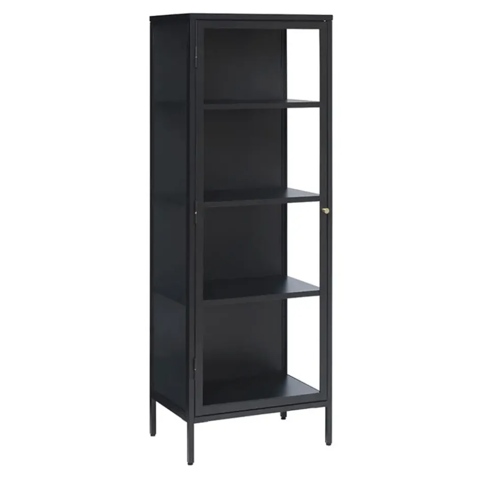 LykkeHome vitrinekast Kaya zwart metaal 58x40x160cm