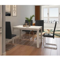 Lynn - Eettafel 120x90 cm 6 personen in antiek wit MDF