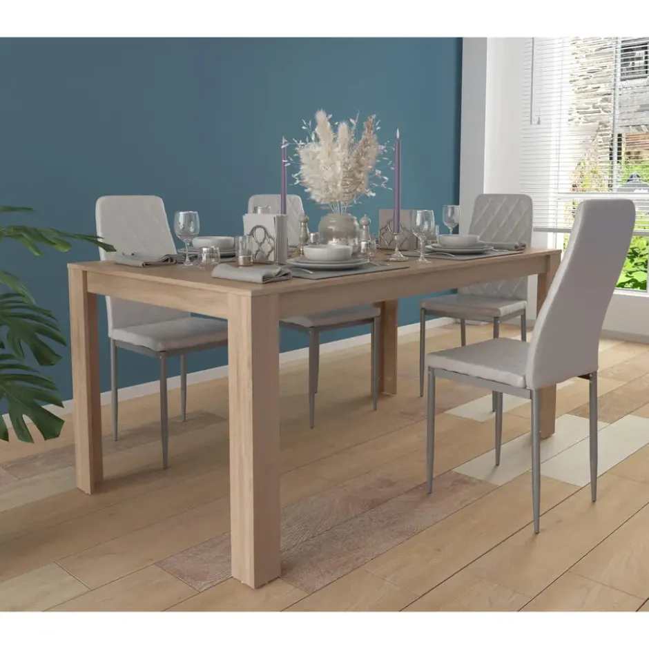 Lynn - Eettafel 160x90 cm voor 8 in eiken MDF