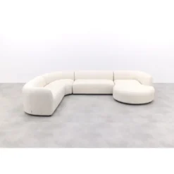 Madeira ronde u-vorm hoekbank + chaise longue links - Naturel Sunbrella