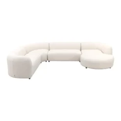 Madeira ronde u-vorm hoekbank + chaise longue links - Naturel Sunbrella