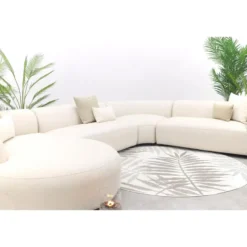 Madeira ronde u-vorm hoekbank + chaise longue rechts - Naturel Sunbrella