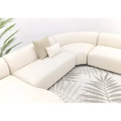 Madeira ronde u-vorm hoekbank + chaise longue rechts - Naturel Sunbrella