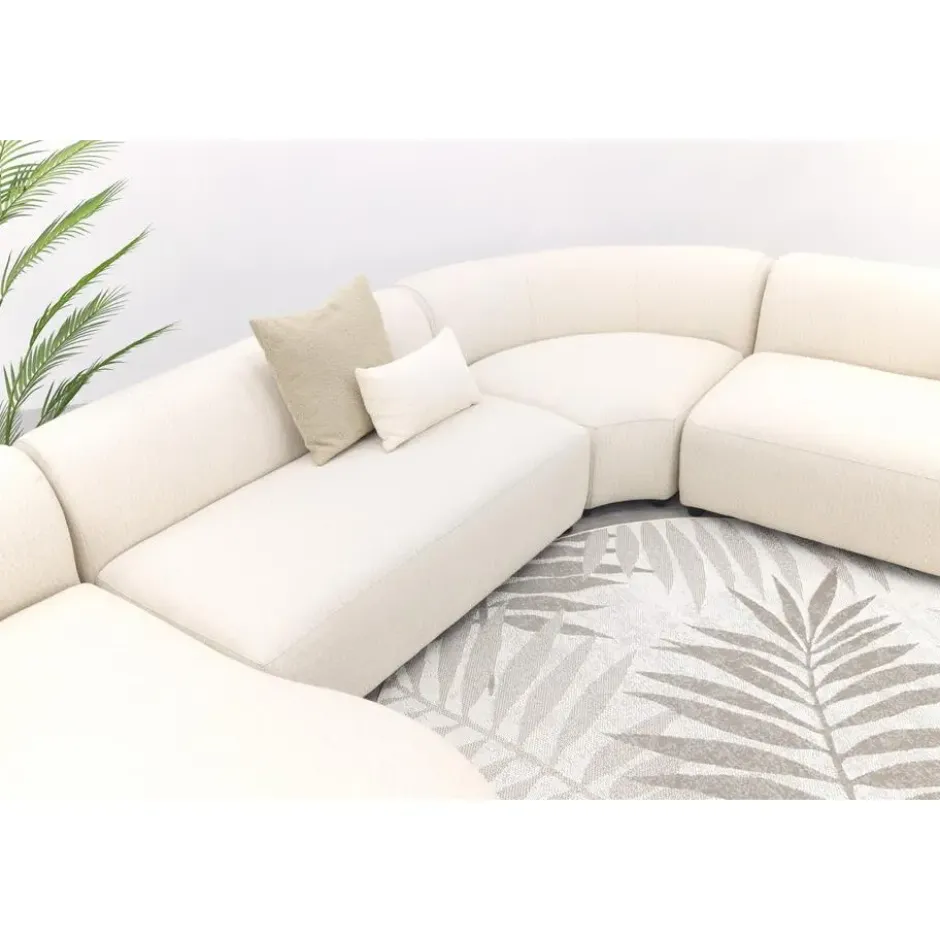 Madeira ronde u-vorm hoekbank + chaise longue rechts - Naturel Sunbrella