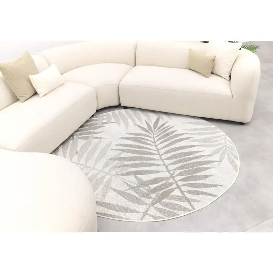Madeira ronde u-vorm hoekbank + chaise longue rechts - Naturel Sunbrella