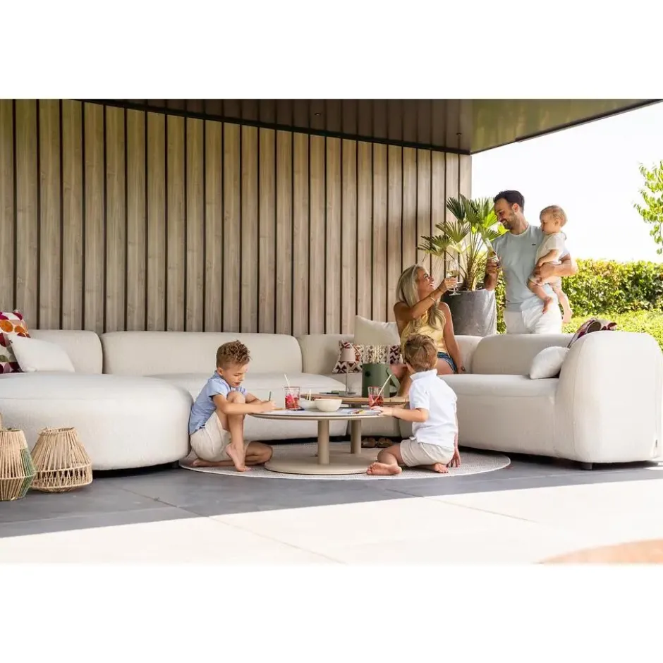 Madeira ronde u-vorm hoekbank + chaise longue rechts - Naturel Sunbrella
