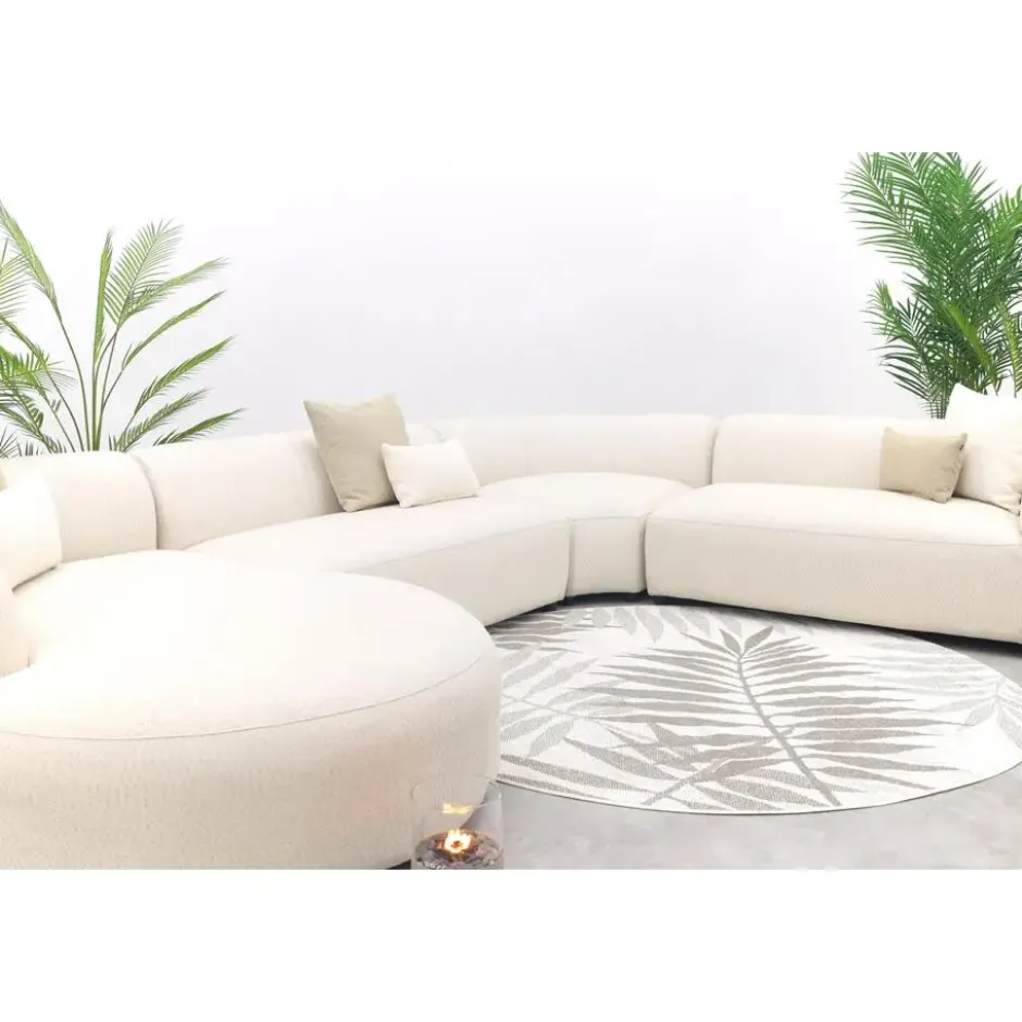 Madeira ronde u-vorm hoekbank + chaise longue rechts - Naturel Sunbrella