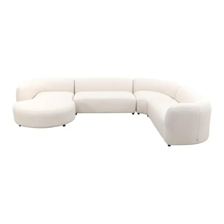 Madeira ronde u-vorm hoekbank + chaise longue rechts - Naturel Sunbrella