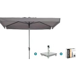 Madison Delos Luxe stokparasol 200x300 cm. - Taupe met Sevilla voet en hoes