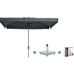 Madison Delos Luxe stokparasol 200x300 cm. - Grey met Sevilla voet en hoes