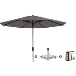 Madison Paros 2 Luxe stokparasol 3 m. rond - Taupe + Sevilla voet + hoes