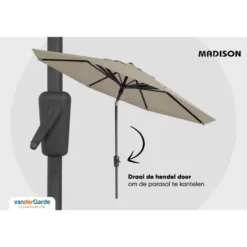 Madison Paros 2 Luxe stokparasol 3 m. rond - Taupe + Sevilla voet + hoes